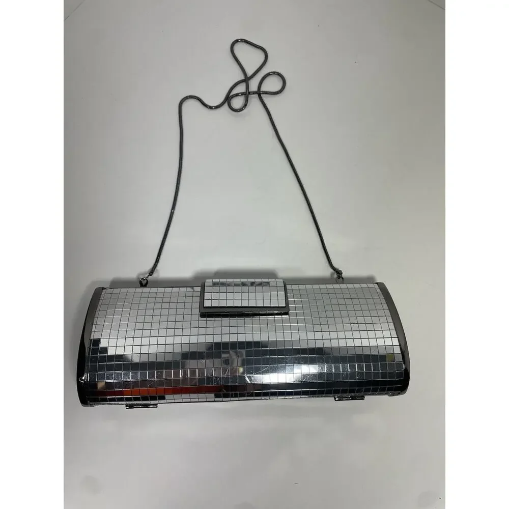 Limited Mirrored Clutch with Chain Strap Dressy Evening Bag Clutch Purse
